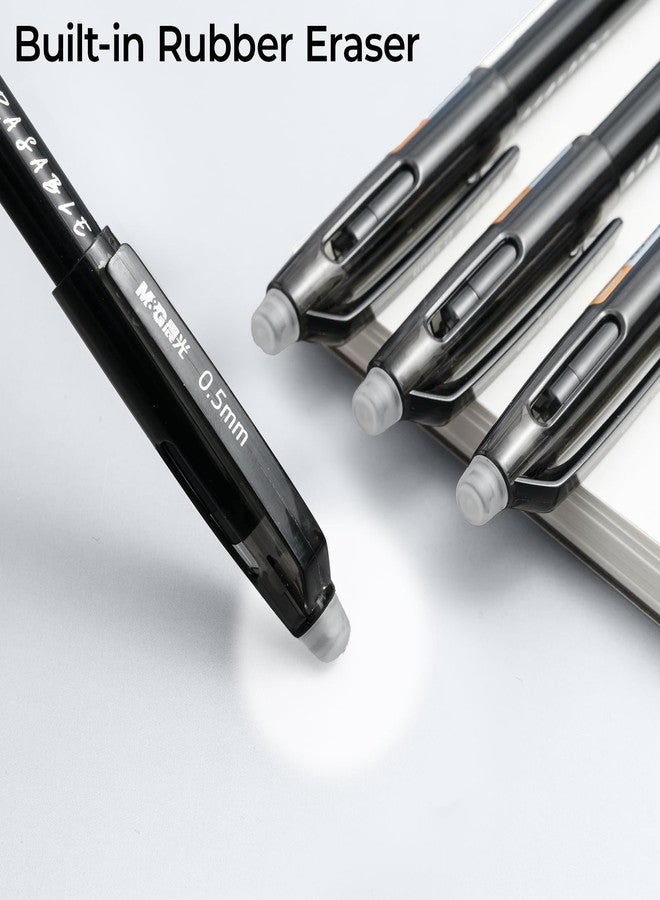 M&G Erasable Pens, 6 Pcs Fine Point 0.5mm Black Ink Erasable Gel Pens with Comfort Grip and Cap, Make Mistakes Disappear for Drawing Writing Planner and Crossword Puzzles - Image 3