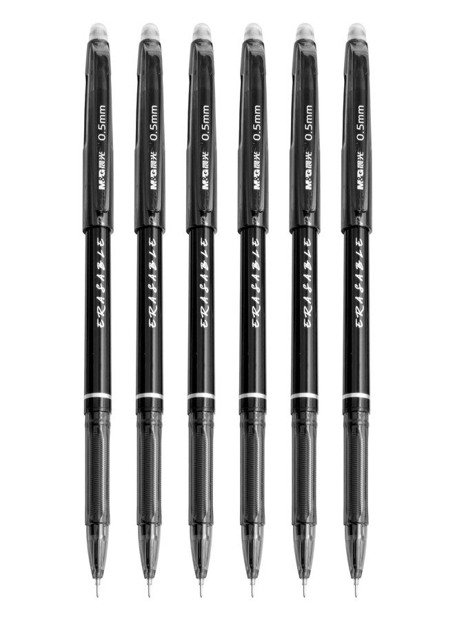M&G Erasable Pens, 6 Pcs Fine Point 0.5mm Black Ink Erasable Gel Pens with Comfort Grip and Cap, Make Mistakes Disappear for Drawing Writing Planner and Crossword Puzzles - Image 1