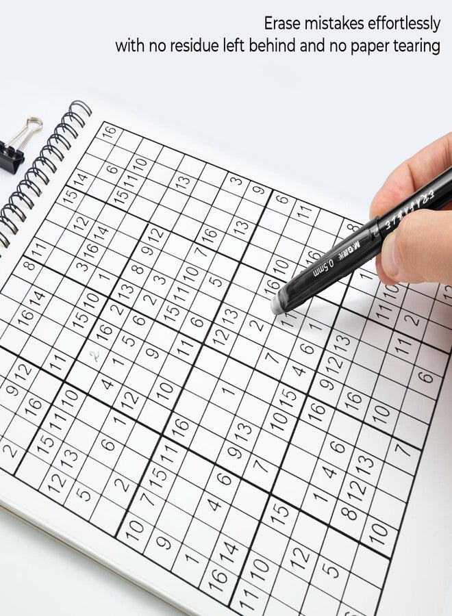 M&G Erasable Pens, 6 Pcs Fine Point 0.5mm Black Ink Erasable Gel Pens with Comfort Grip and Cap, Make Mistakes Disappear for Drawing Writing Planner and Crossword Puzzles - Image 5