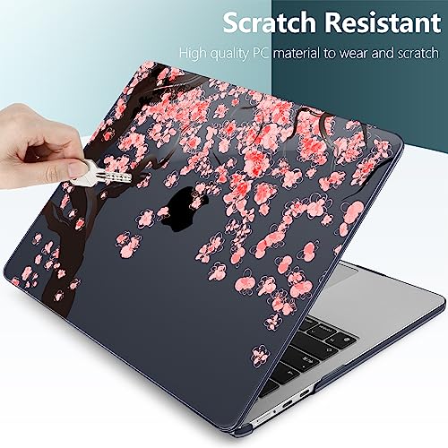 DONGKE for M4 MacBook Air 13.6 Inch Case 2025 2024 2023 2022 Model A3240 A3113 A2681 M3 M2 Chip, Plastic Hard Shell Case Cover with Touch ID for MacBook Air 13 Inch M4 - Cherry Blossoms - Image 3