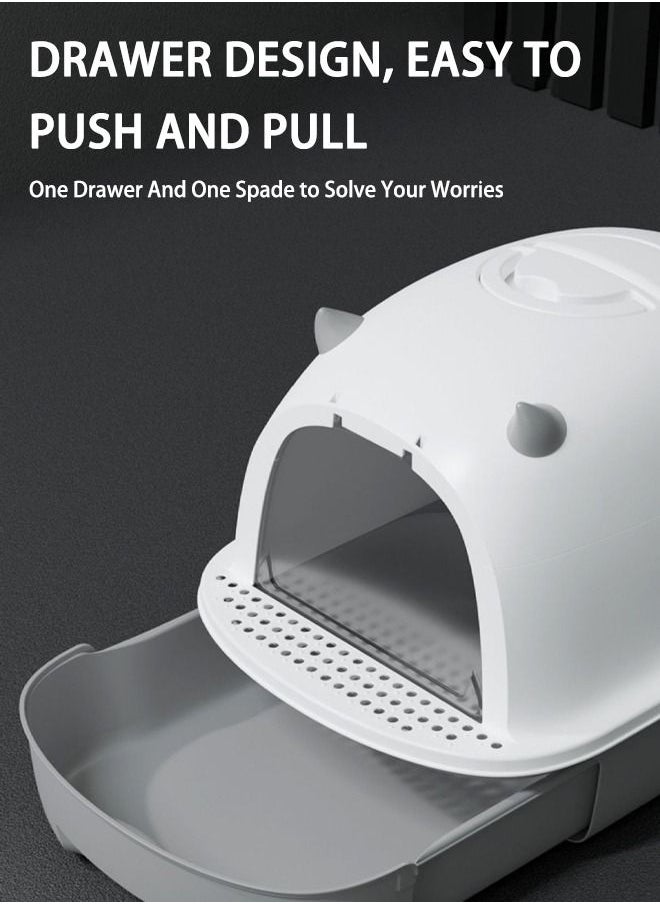 Arabest - Cat Litter Box Odour Proof Fully Enclosed Oversized Cat Litter Box Folding Splash Proof Cat Litter Box Grey - Image 1
