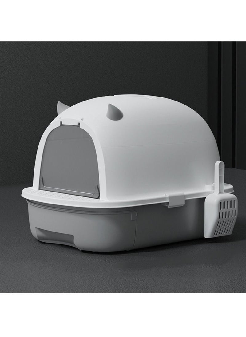 Arabest - Cat Litter Box Odour Proof Fully Enclosed Oversized Cat Litter Box Folding Splash Proof Cat Litter Box Grey - Image 1