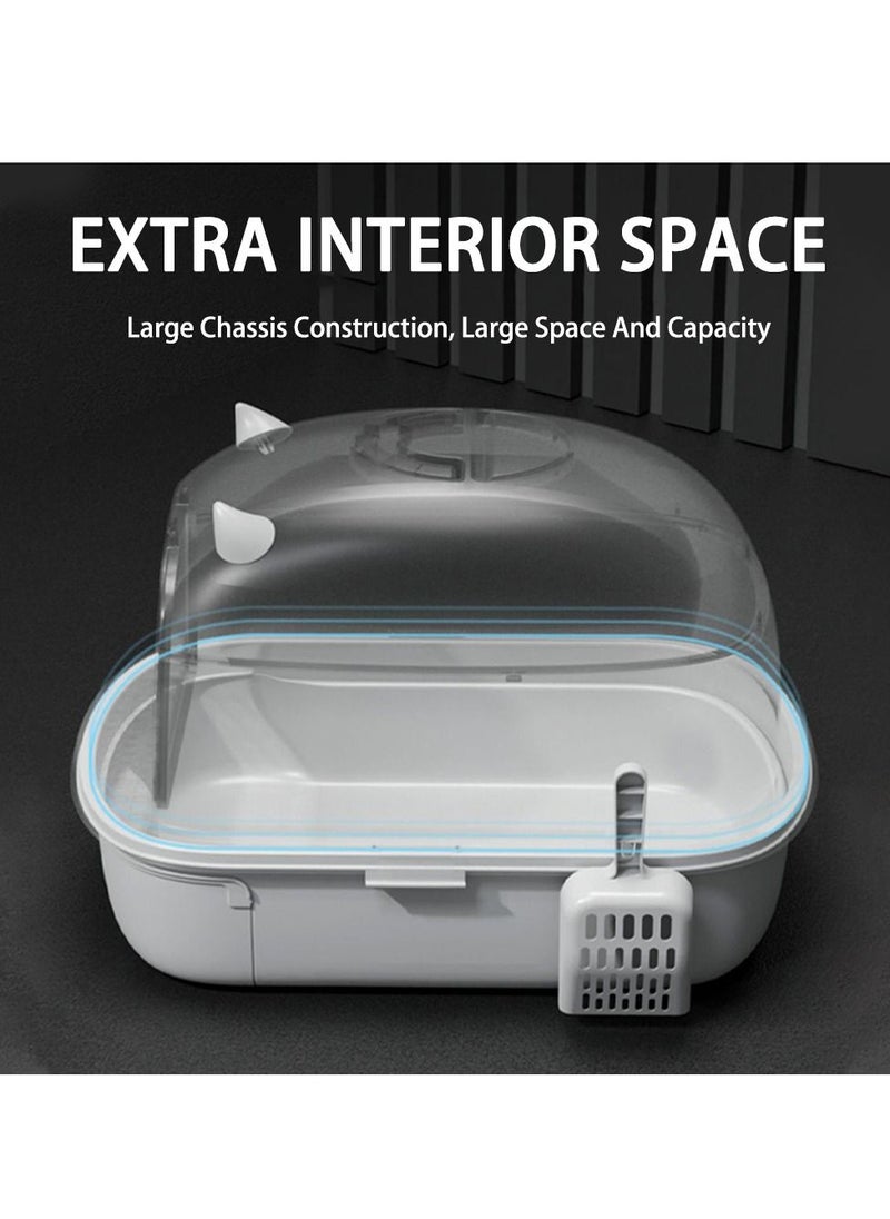 Arabest - Cat Litter Box Odour Proof Fully Enclosed Oversized Cat Litter Box Folding Splash Proof Cat Litter Box Grey - Image 1