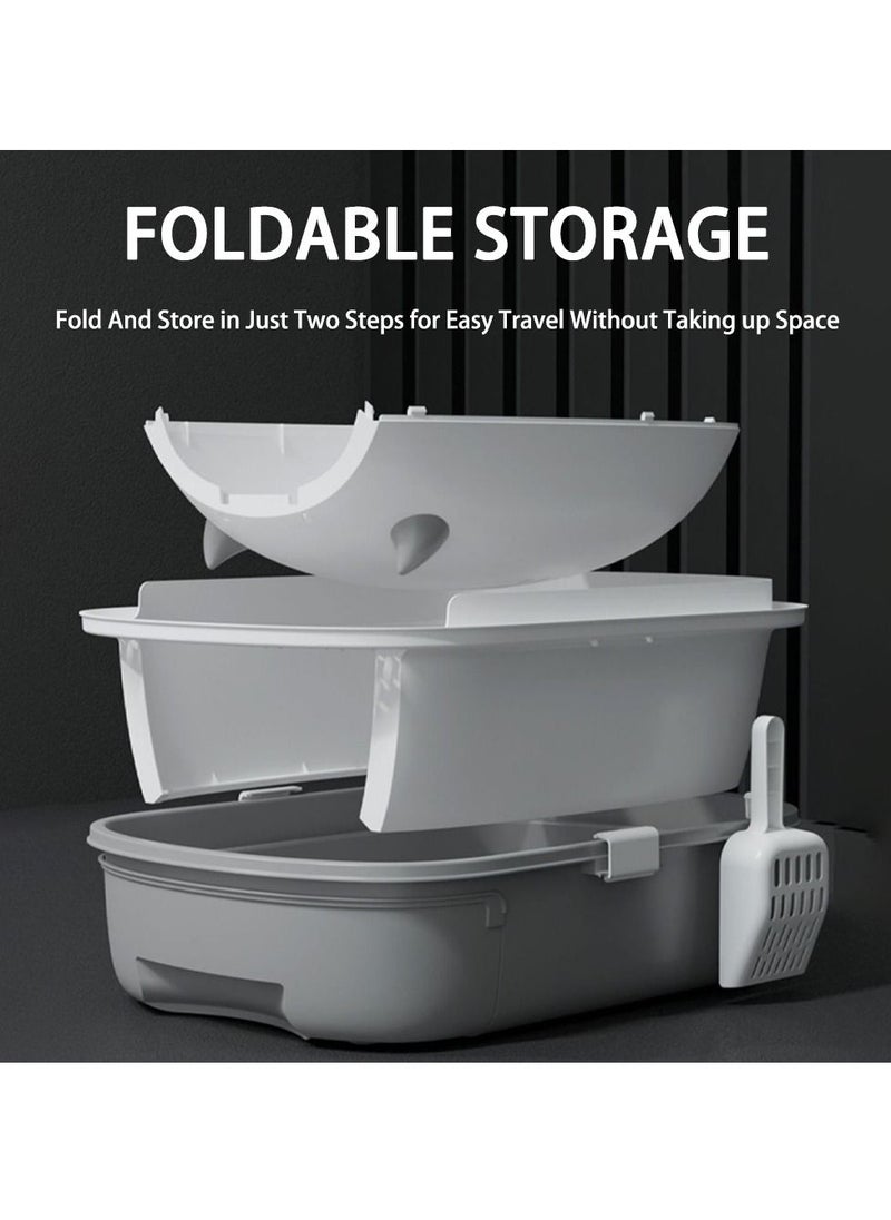 Arabest - Cat Litter Box Odour Proof Fully Enclosed Oversized Cat Litter Box Folding Splash Proof Cat Litter Box Grey - Image 1