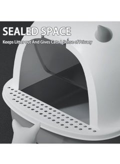 Arabest Cat Litter Box Odour Proof Fully Enclosed Oversized Cat Litter Box Folding Splash Proof Cat Litter Box Grey  - Image 5