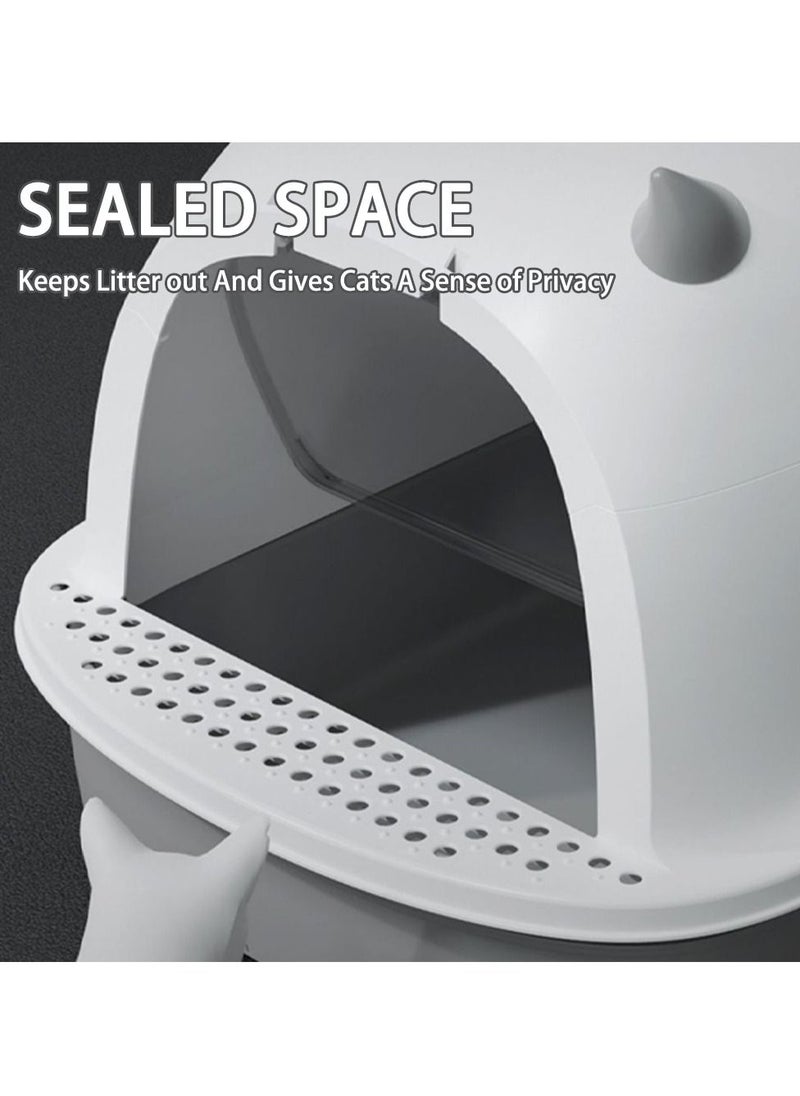 Arabest - Cat Litter Box Odour Proof Fully Enclosed Oversized Cat Litter Box Folding Splash Proof Cat Litter Box Grey - Image 1