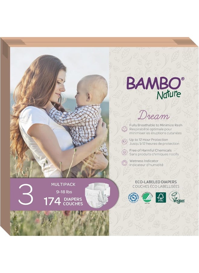 BAMBO NATURE Bambo Nature Premium Baby Diapers (SIZES 0 TO 6 AVAILABLE), Size 3, 174 Count  - Image 1