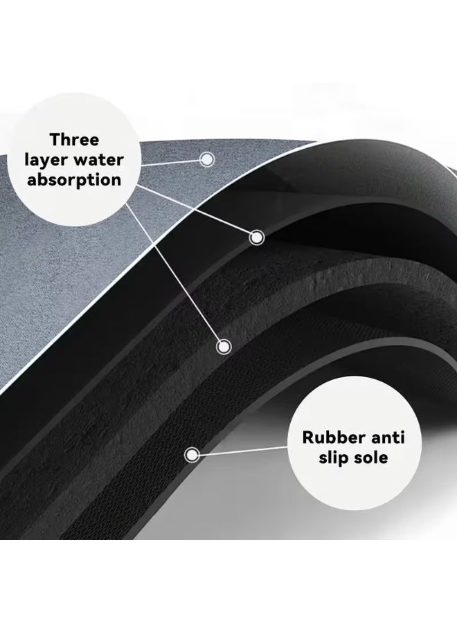 Lacoz Quick-Drying Mud Bathroom Mat Non-Slip Super Absorbent Floor Rug, Soft Fast-Dry Bath Carpet for Bathroom, Kitchen & Entrance Black - Image 3