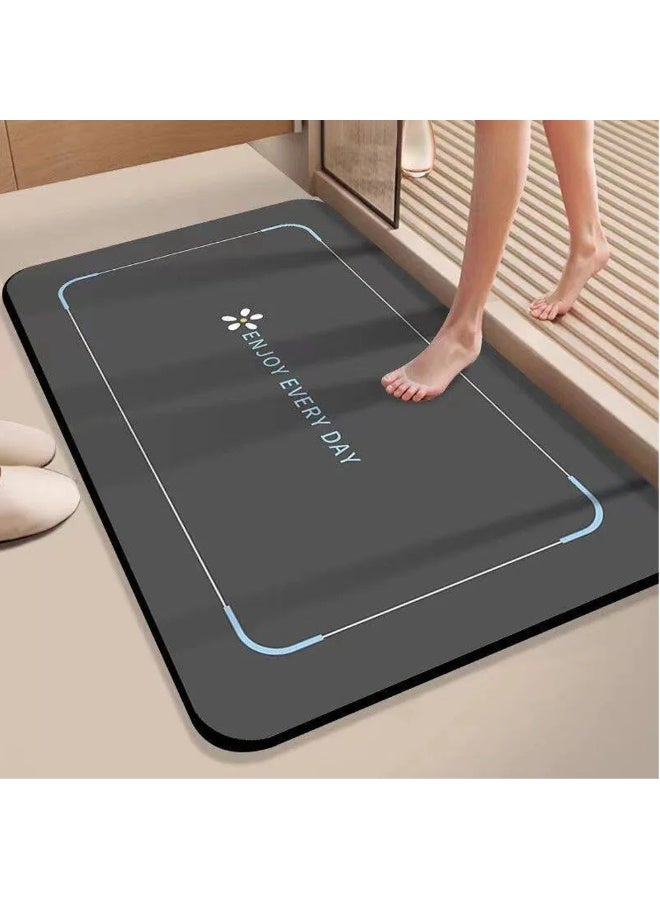 Lacoz Quick-Drying Mud Bathroom Mat Non-Slip Super Absorbent Floor Rug, Soft Fast-Dry Bath Carpet for Bathroom, Kitchen & Entrance Black - Image 1