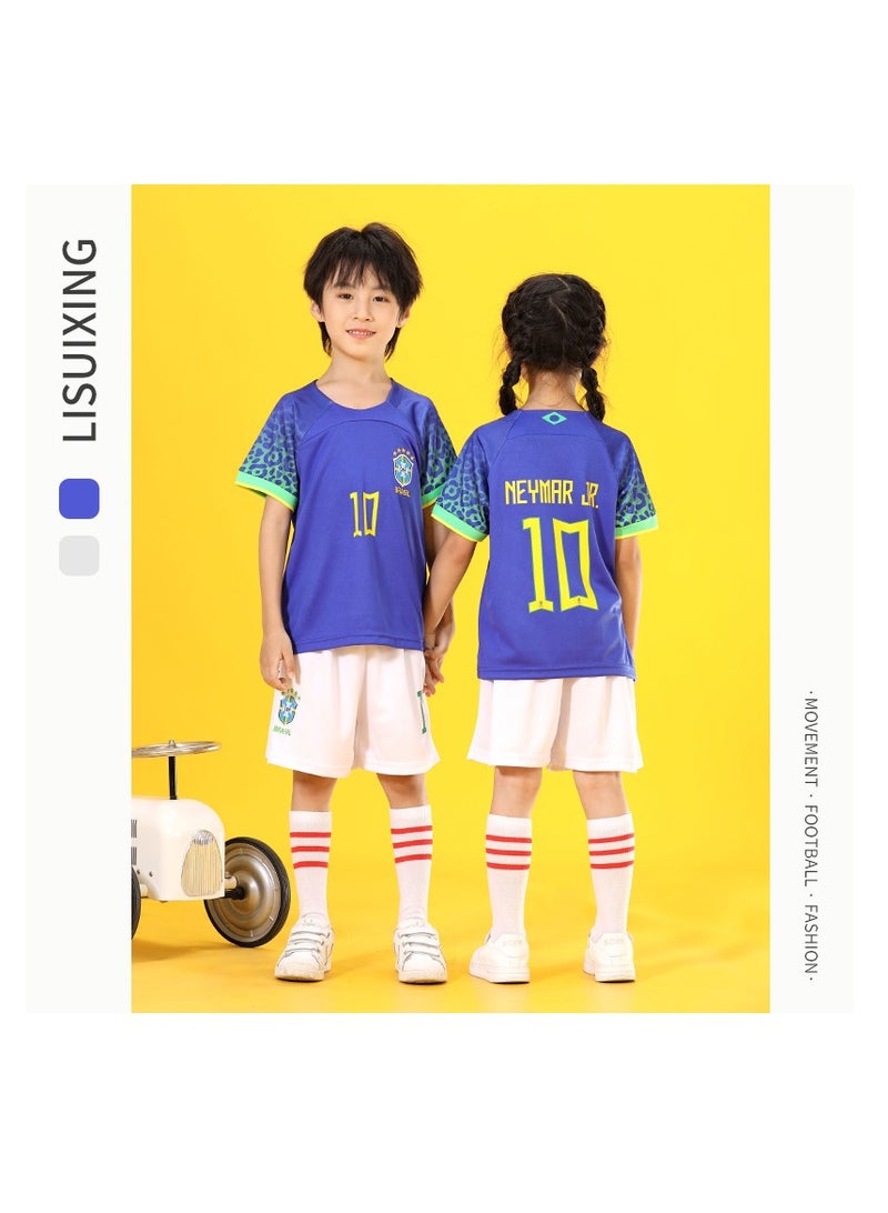 Generic Football Jersey Set for Kids， Children Sportswear Breathable Football Uniforms，Boys Girls Football Jersey Kit  - Image 2