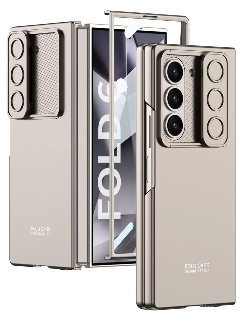 جراب GKK لهاتف Samsung Galaxy Z Fold 6، مع واقي شاشة وغطاء كاميرا منزلق، مقاوم للصدمات، جراب صلب من البولي كربونات لهاتف Samsung Galaxy Z Fold 6. ذهبي - Image 1
