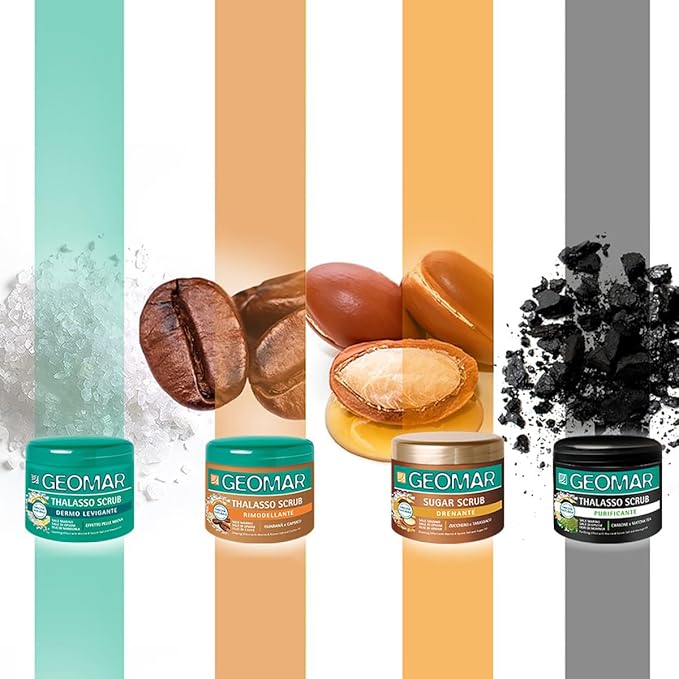 GEOMAR Emollientes Thalasso Scrub Deep Renewal of the Skin New Skin Effect with Sea Salt Strawberries and Dead Sea Trace Elements Made in Italy 600 g