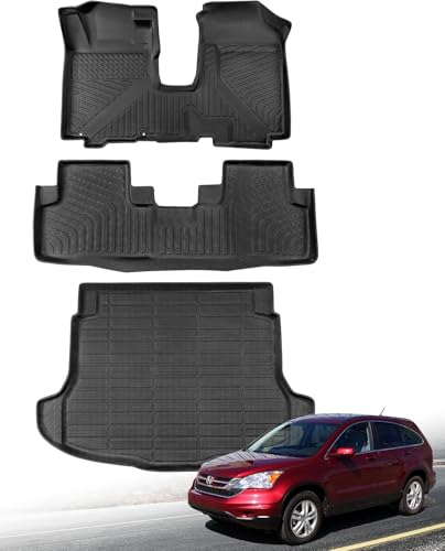 DrCarNow for Honda CRV CRV 20112007 Floor Mats Cargo Liner LX SE EX EXL Rubber Trunk Carpet All Season Weather Protector Waterproof AntiSlip TechAutomotive 2010 2009 2008 Car Interior Accessories Black - Image 1