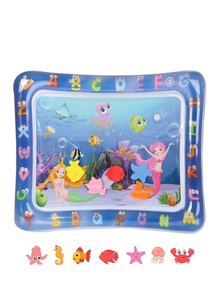 SYOSI - Inflatable Tummy Time Water Mat Baby Sensory Toys Water Play Mat For Baby Early Development Inflatable Water Mat Baby Playmat Sensory Tummy Time Mat For 0-12 Months Activity Toys Mermaid - Image 1