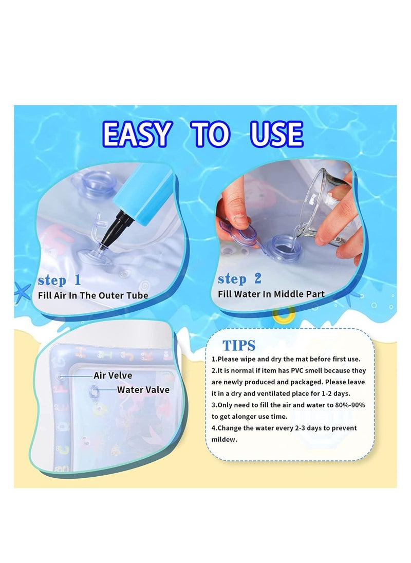 SYOSI - Inflatable Tummy Time Water Mat Baby Sensory Toys Water Play Mat For Baby Early Development Inflatable Water Mat Baby Playmat Sensory Tummy Time Mat For 0-12 Months Activity Toys Mermaid - Image 1