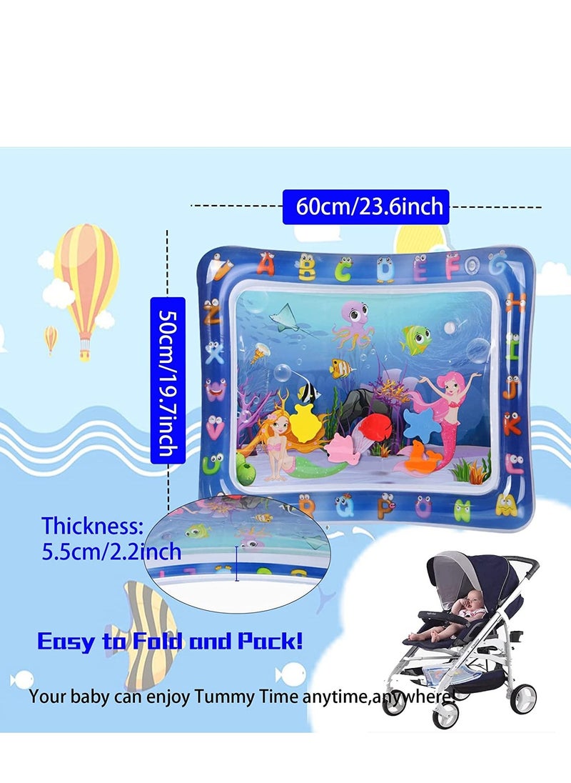 SYOSI - Inflatable Tummy Time Water Mat Baby Sensory Toys Water Play Mat For Baby Early Development Inflatable Water Mat Baby Playmat Sensory Tummy Time Mat For 0-12 Months Activity Toys Mermaid - Image 1