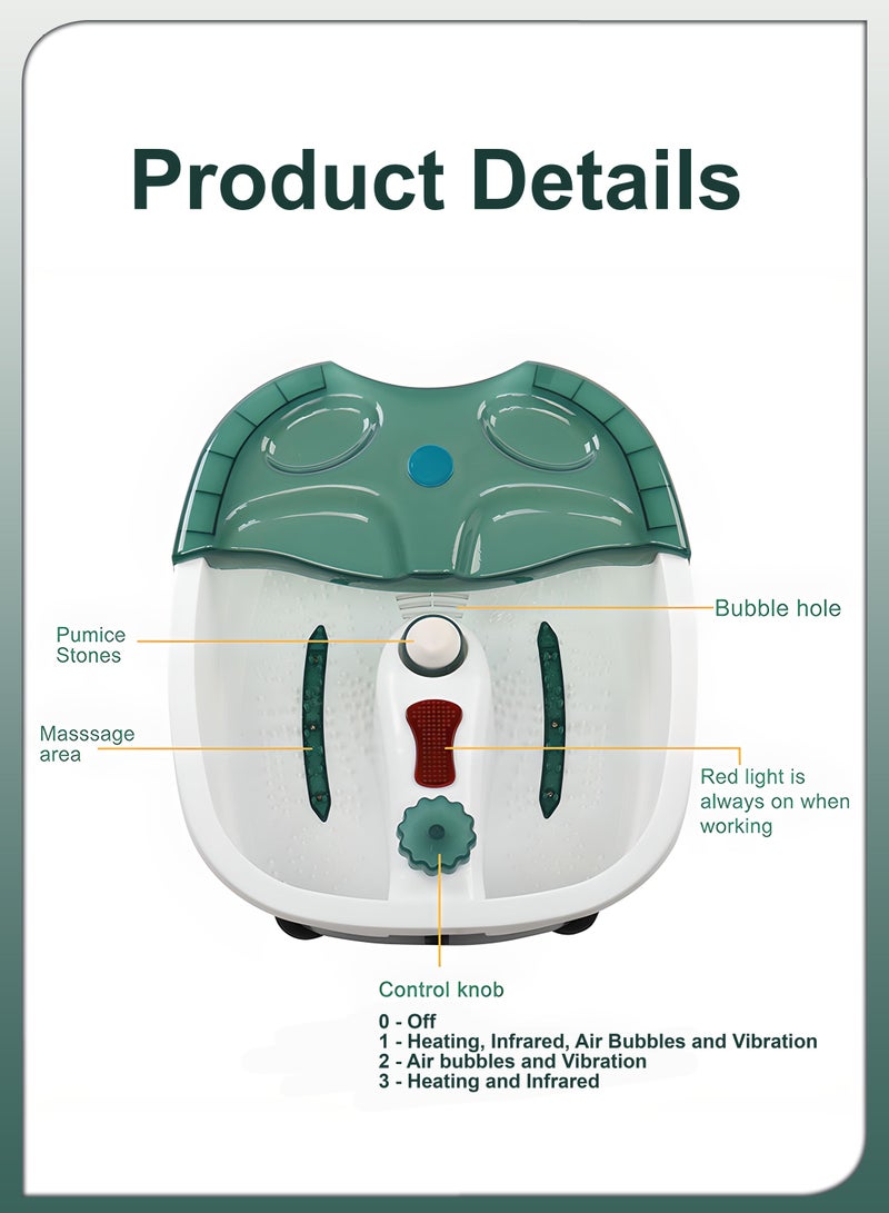 دي بلو جهاز سبا كهربائي لإزالة السموم من القدمين مع فقاعات هواء للتدفئة ، جهاز تدليك شياتسو ، حمام صغير ، حوض نقع بالأشعة تحت الحمراء ، دلو باديكير لتخفيف التعب وتخفيف إجهاد الجسم للأقدام المتعبة - Image 2