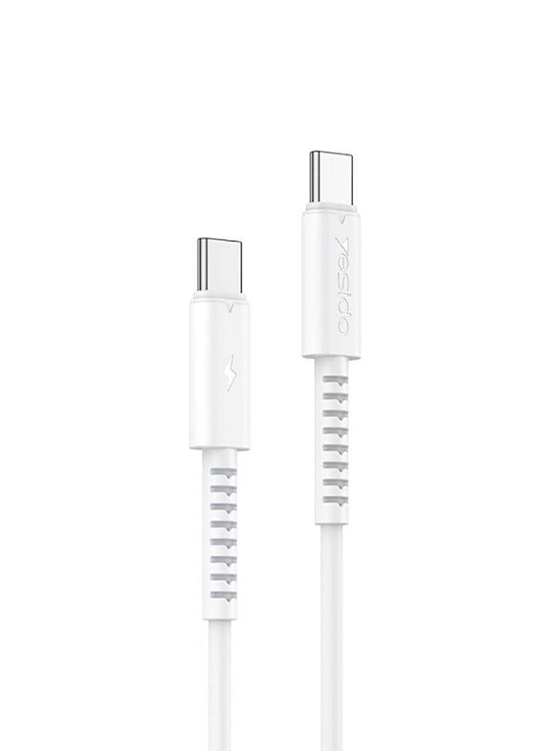 Yesido CA154 Charging Data Cable 1 Meter 60W PVC Type-C to Type-C Fast Charging Data Cable - White - Image 1