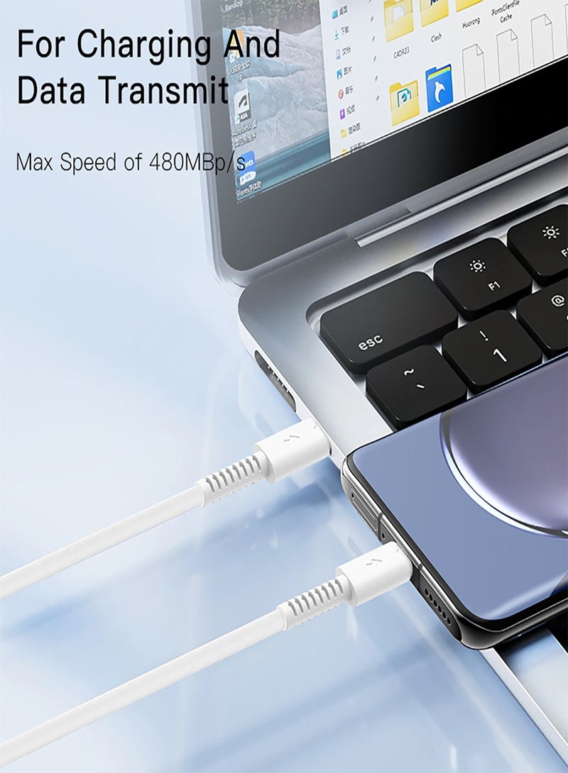 Yesido CA154 Charging Data Cable 1 Meter 60W PVC Type-C to Type-C Fast Charging Data Cable - White - Image 3