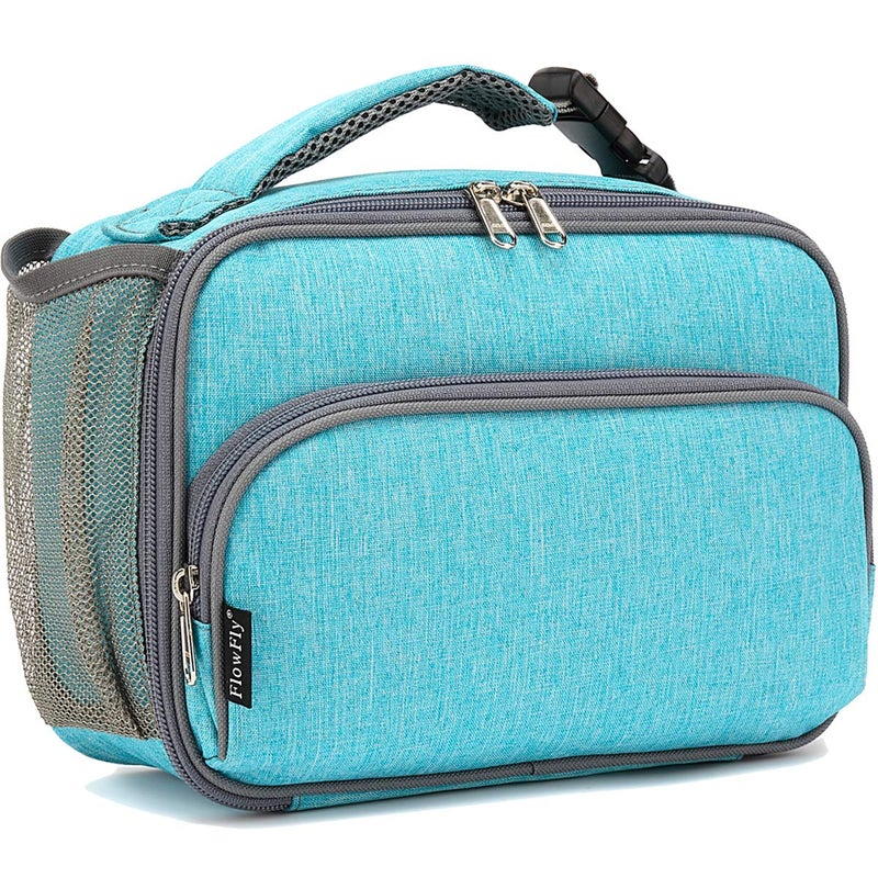 FlowFly Kids Lunch box Insulated Soft Bag Mini Cooler Back to School Thermal Meal Tote Kit for Girls Boys Sea Blue