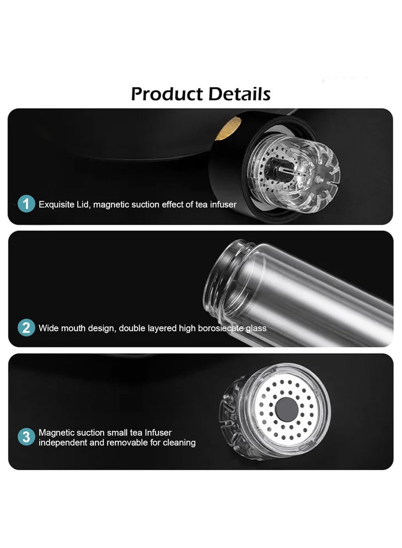 كوب شاي مع مصفاة مغناطيسية، زجاجة سفر عازلة للحرارة مزدوجة الطبقات سعة 350 مل، كوب سفر محمول مضاد للتسرب - Image 4