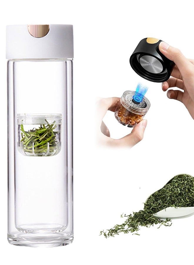 كوب شاي مع مصفاة مغناطيسية، زجاجة سفر عازلة للحرارة مزدوجة الطبقات سعة 350 مل، كوب سفر محمول مضاد للتسرب - Image 1