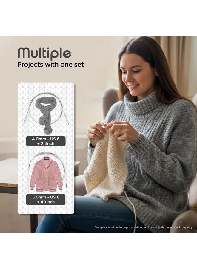 KnitPro Stelo Midi Normal Interchangeable Needle Set 5" (13cm) | 7 US Sizes (2.5 to 8) - Image 5