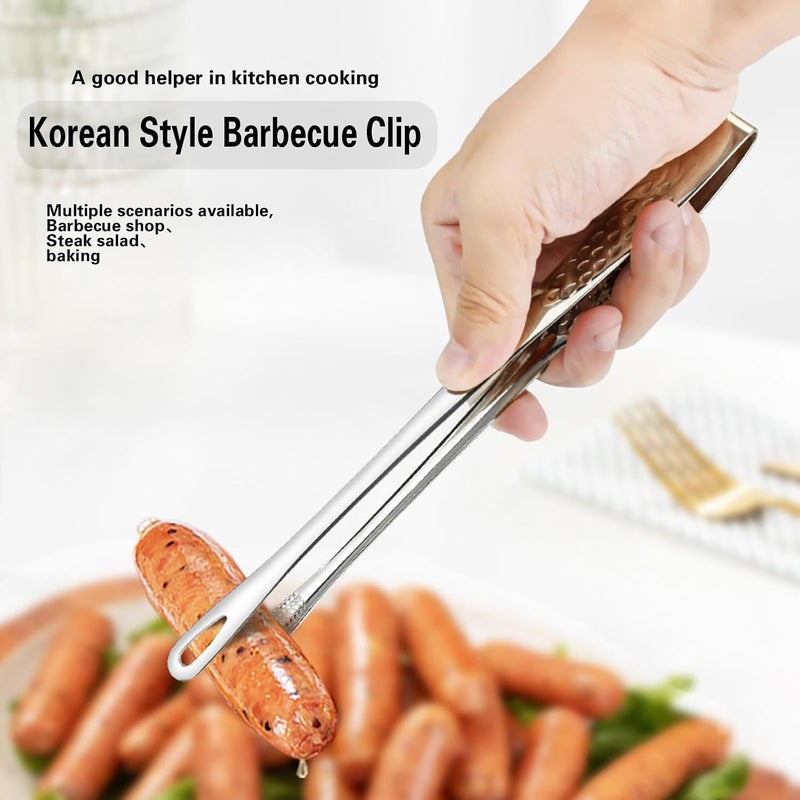 NASHRIO Stainless Steel Grill Tongs 4-Pack: Korean and Japanese Barbecue Tongs, Kitchen Food Tweezers, Cooking Clamp (11inch/28cm) - Image 3