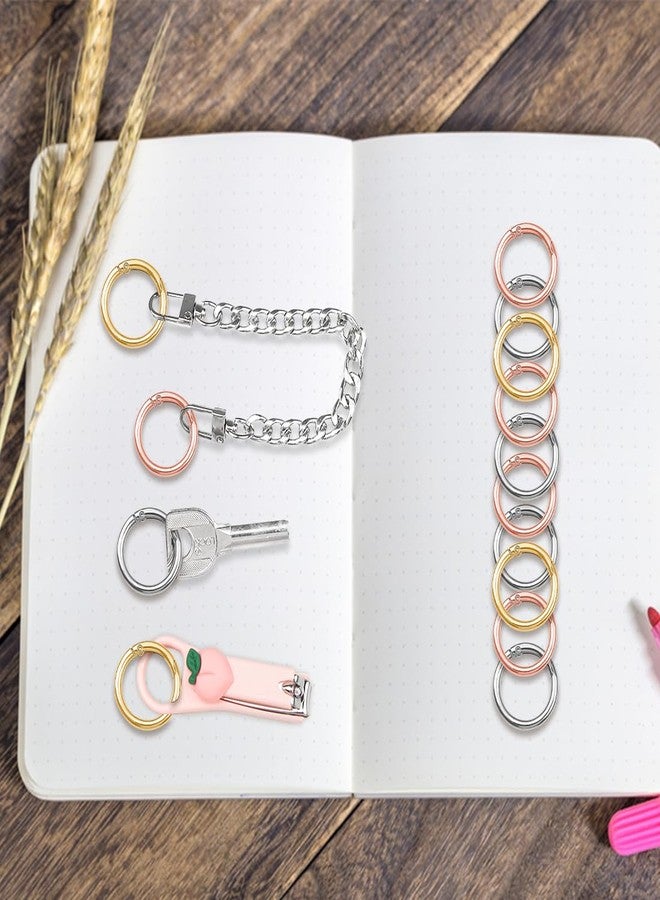ELANE 24 Pcs Spring O Rings,Mini Locking Carabiner,Small Carabiner Rings Bulk for Crafts Keyrings Buckle Bags Purses Paper DIY (Gold+Silver+Rosegold-OD0.95inch) - Image 5