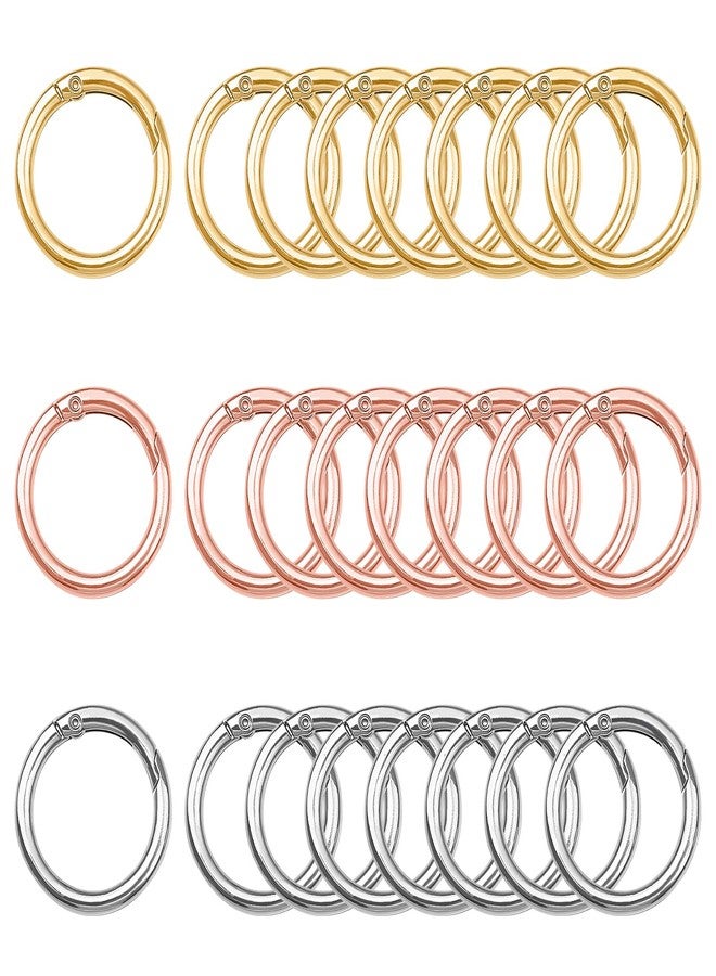 ELANE 24 Pcs Spring O Rings,Mini Locking Carabiner,Small Carabiner Rings Bulk for Crafts Keyrings Buckle Bags Purses Paper DIY (Gold+Silver+Rosegold-OD0.95inch) - Image 1