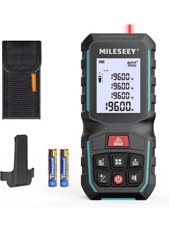 MILESEEY MiLESEEY G2 Laser Measurement Tool 330FT with ±0.06 Inch Accuracy, Distance Area Volume Measure and Pythagoras, Portable Handle Laser Measure with 4 Unit Switch & Digital Angle, with Pocket Clip  - Image 1