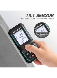 MILESEEY MiLESEEY G2 Laser Measurement Tool 330FT with ±0.06 Inch Accuracy, Distance Area Volume Measure and Pythagoras, Portable Handle Laser Measure with 4 Unit Switch & Digital Angle, with Pocket Clip  - Image 2