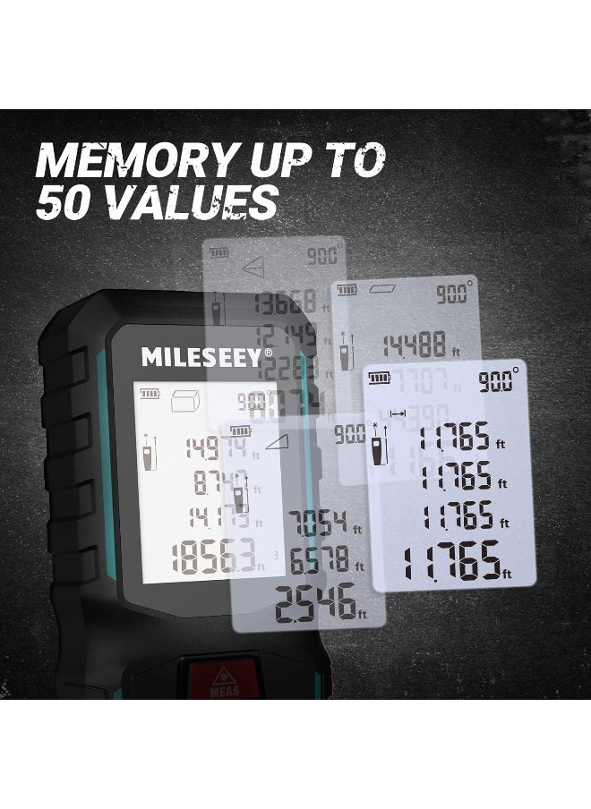 MILESEEY - MiLESEEY G2 Laser Measurement Tool 330FT with ±0.06 Inch Accuracy, Distance Area Volume Measure and Pythagoras, Portable Handle Laser Measure with 4 Unit Switch & Digital Angle, with Pocket Clip - Image 1
