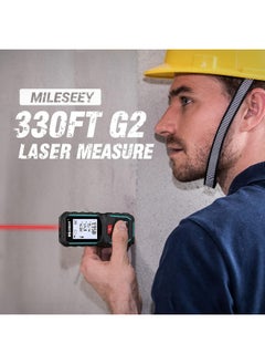 MILESEEY MiLESEEY G2 Laser Measurement Tool 330FT with ±0.06 Inch Accuracy, Distance Area Volume Measure and Pythagoras, Portable Handle Laser Measure with 4 Unit Switch & Digital Angle, with Pocket Clip  - Image 3