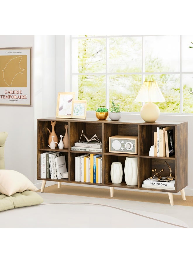 ACPLAY Open Cube Low Bookcase,2-Tier Freestanding Storage Display Cabinet Organizer with Legs for Home Office, 8-Cubes Open Shelf Short Bookshelf - Image 5