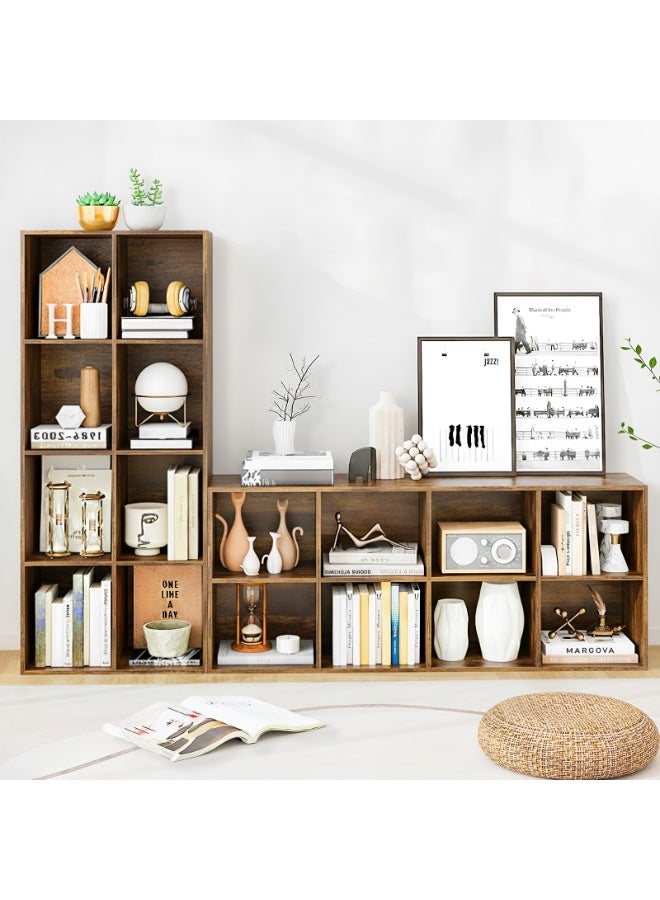 ACPLAY Open Cube Low Bookcase,2-Tier Freestanding Storage Display Cabinet Organizer with Legs for Home Office, 8-Cubes Open Shelf Short Bookshelf - Image 4