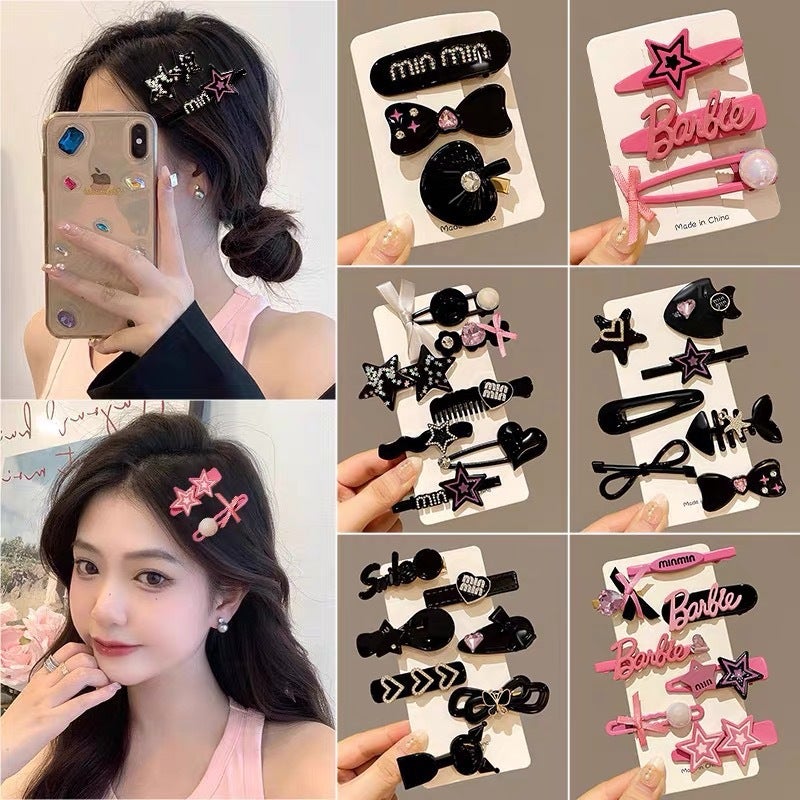 Rhinestone Letter Bow Hairpin Women'S High-End Bangs Side Clip Y2K Sweet Cool Spice Girl Duckbill Clip Headdress - Image 2