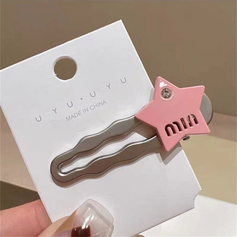 Rhinestone Letter Bow Hairpin Women'S High-End Bangs Side Clip Y2K Sweet Cool Spice Girl Duckbill Clip Headdress - Image 1