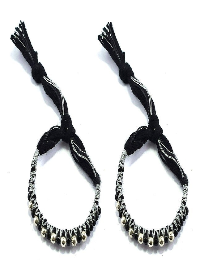 SOMYA 925 Pure Silver 7 Ball With Black Beads/Thread Nazariya Baby Bracelet For Baby Girl & Baby Boy - Image 2