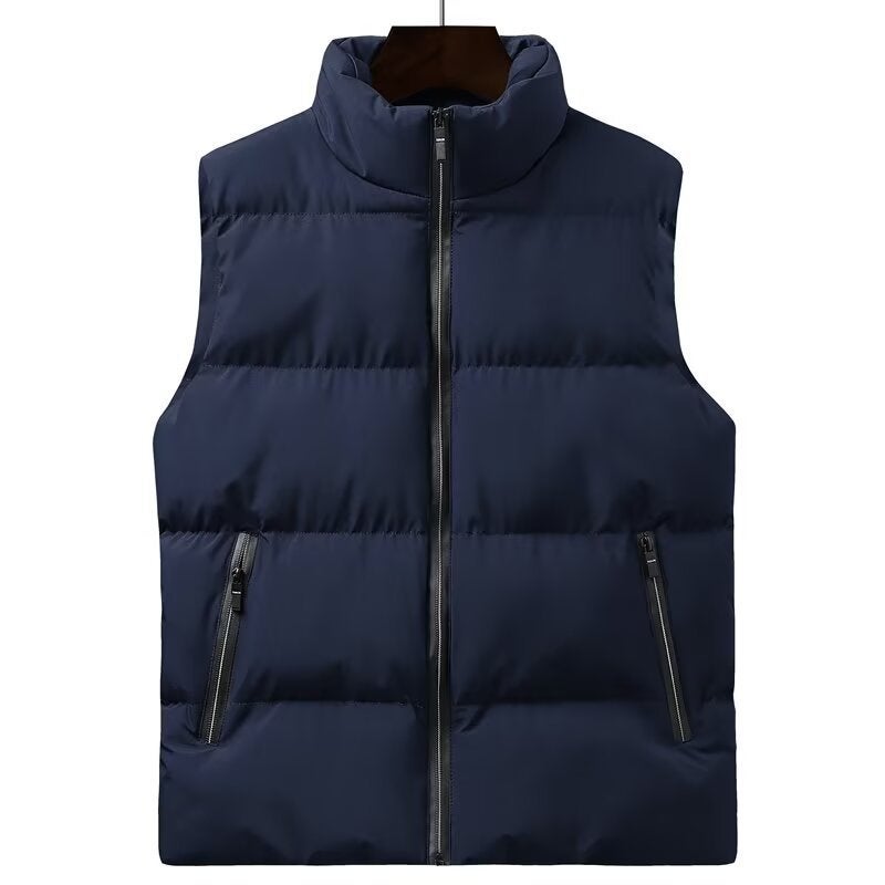 New Men'S Cotton-Padded Jacket Vest Men'S Casual Warm Cotton-Padded Jacket Cotton-Padded Vest Sleeveless Vest Plus Size Solid Color Vest Waistcoat - Image 3