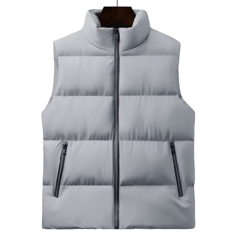 New Men'S Cotton-Padded Jacket Vest Men'S Casual Warm Cotton-Padded Jacket Cotton-Padded Vest Sleeveless Vest Plus Size Solid Color Vest Waistcoat - Image 4