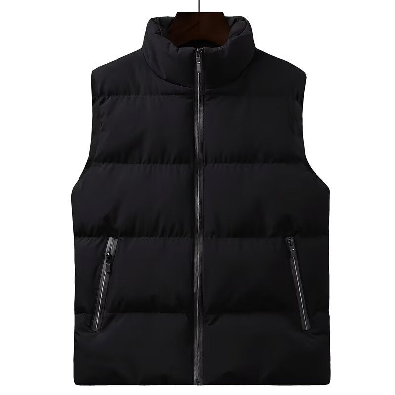 New Men'S Cotton-Padded Jacket Vest Men'S Casual Warm Cotton-Padded Jacket Cotton-Padded Vest Sleeveless Vest Plus Size Solid Color Vest Waistcoat - Image 5