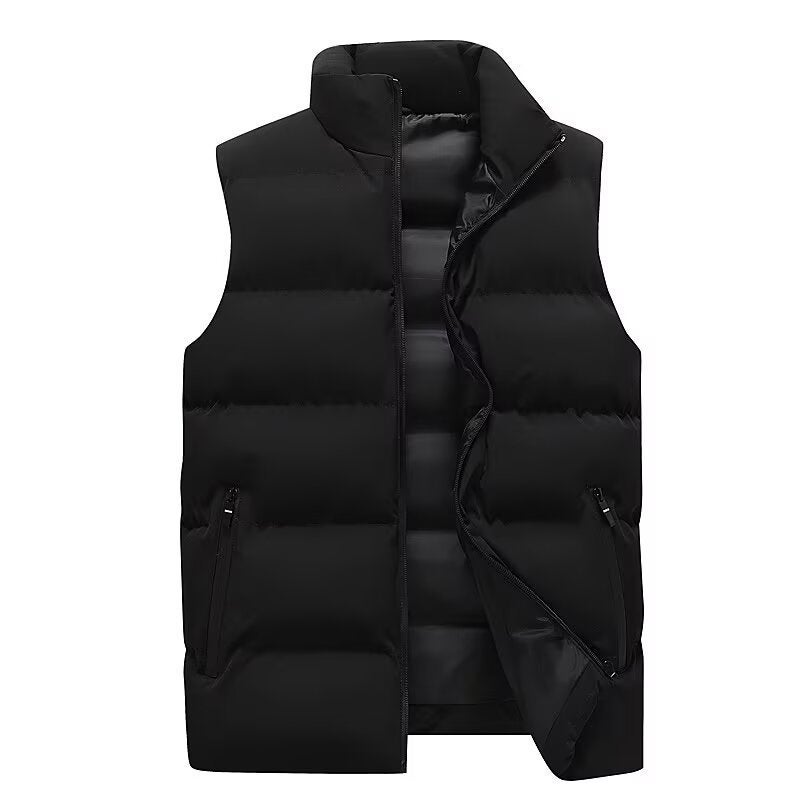 New Men'S Cotton-Padded Jacket Vest Men'S Casual Warm Cotton-Padded Jacket Cotton-Padded Vest Sleeveless Vest Plus Size Solid Color Vest Waistcoat - Image 2