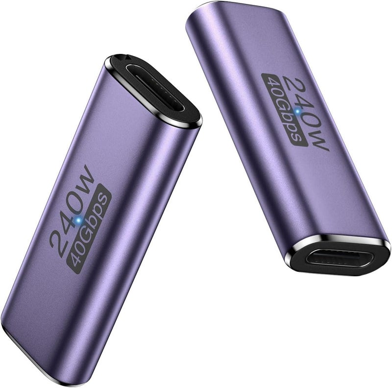 Microware محول USB C أنثى إلى أنثى، موصل نوع C يدعم الشحن السريع 240 واط/نقل بيانات 40 جيجابت في الثانية، فيديو 8K@60Hz لجهاز Mac-Book، iPad، Thunderbolt 4/3 (USB C أنثى إلى أنثى 240 واط) - Image 1