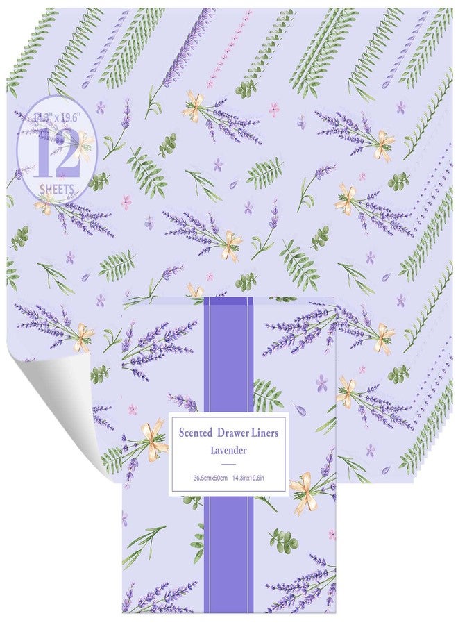STRN Drawer Liners for Dresser, Lavender Fragrant Drawer Liner 12 Sheets, Non-Adhesive Drawer Paper Liner for Bedroom Shelf Closet, Shoe Chest - Image 1