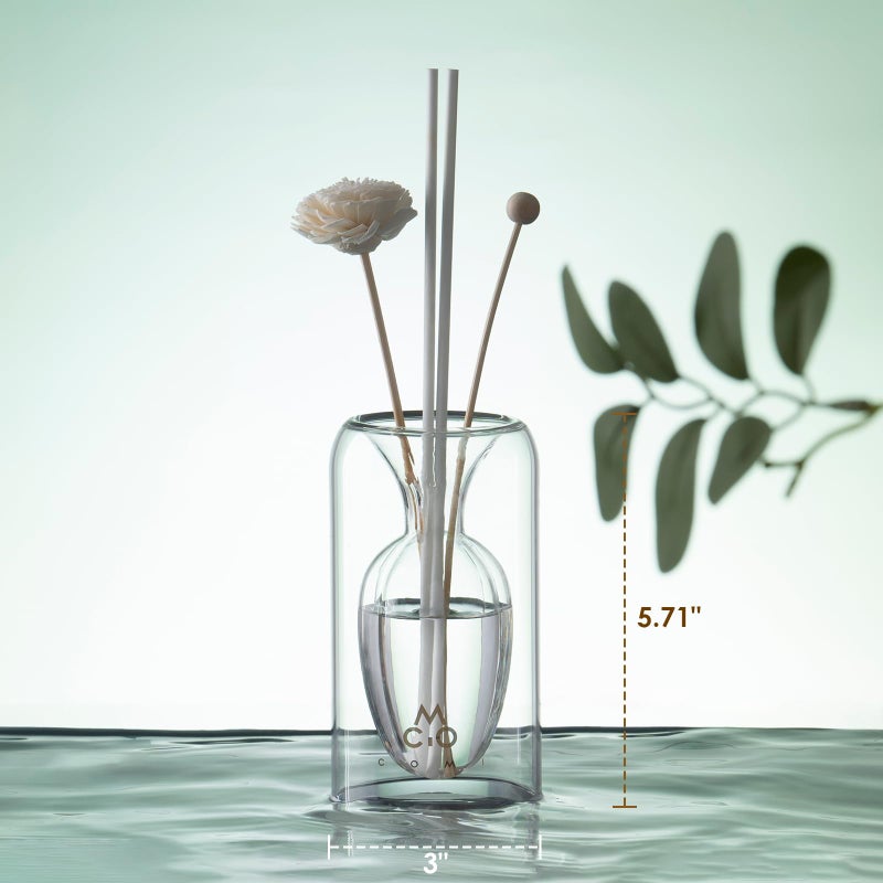 COMI Empty Fragrance Glass Reed Diffuser Bottles with 5pcs Reed Diffuser Sticks,Luminous Base,Decorative Flower Bud Fragrance Accessories Use for DIY Replacement Reed Diffuser Sets,Elliptical - Image 5