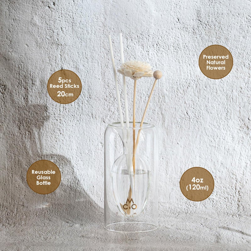 COMI Empty Fragrance Glass Reed Diffuser Bottles with 5pcs Reed Diffuser Sticks,Luminous Base,Decorative Flower Bud Fragrance Accessories Use for DIY Replacement Reed Diffuser Sets,Elliptical - Image 3