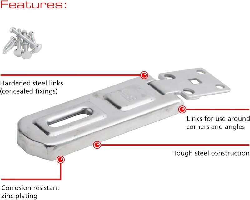 Sterling DHS080 80mm Hasp and Staple, Grey - Image 2