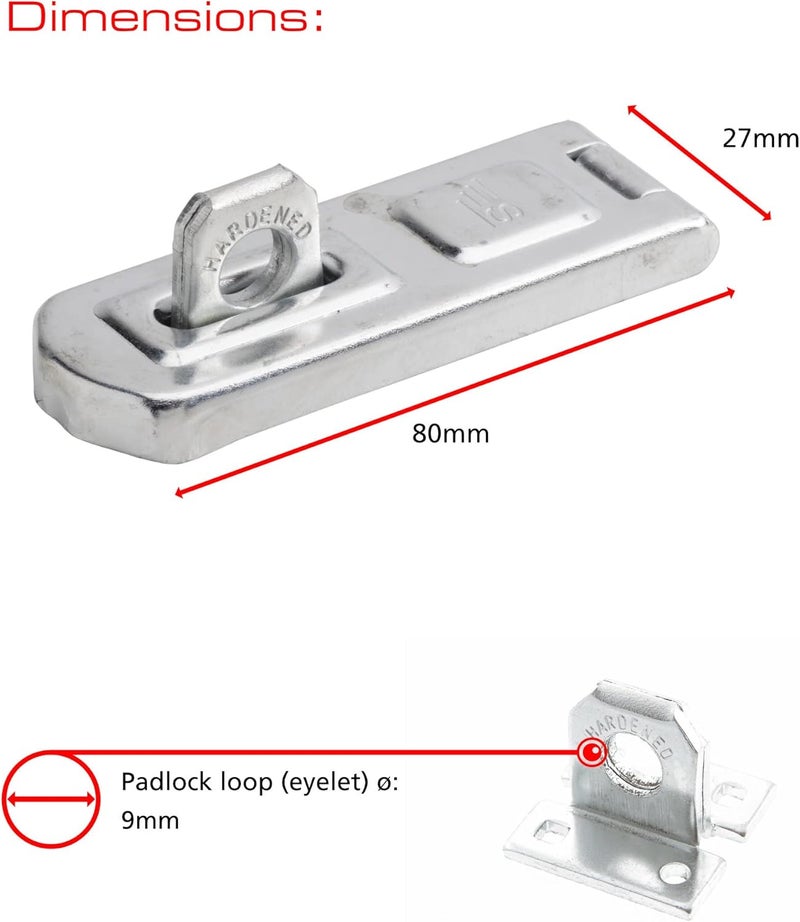 Sterling DHS080 80mm Hasp and Staple, Grey - Image 3