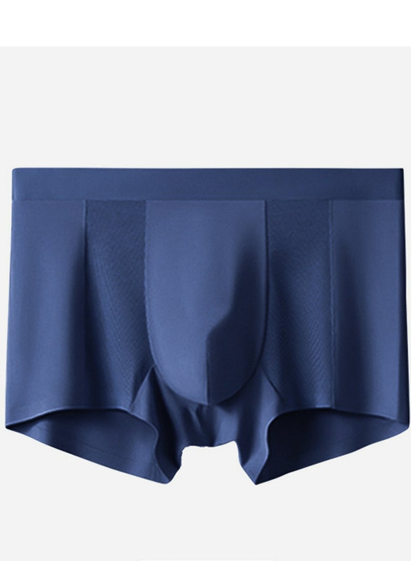 Loquat Men's Solid Color Lightweight Boxer Briefs Soft And Breathable Underwear With Comfort Flex Waistband Navy Blue 